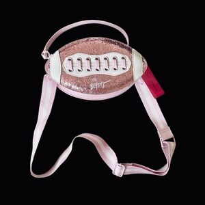 NWT Betsey Johnson Pink Glitter Football Crossbody Bag